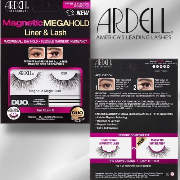 Ardell Magnetic MegaHold Liquid Liner & Lash 056, 4 Pairs - Picture 2 of 7